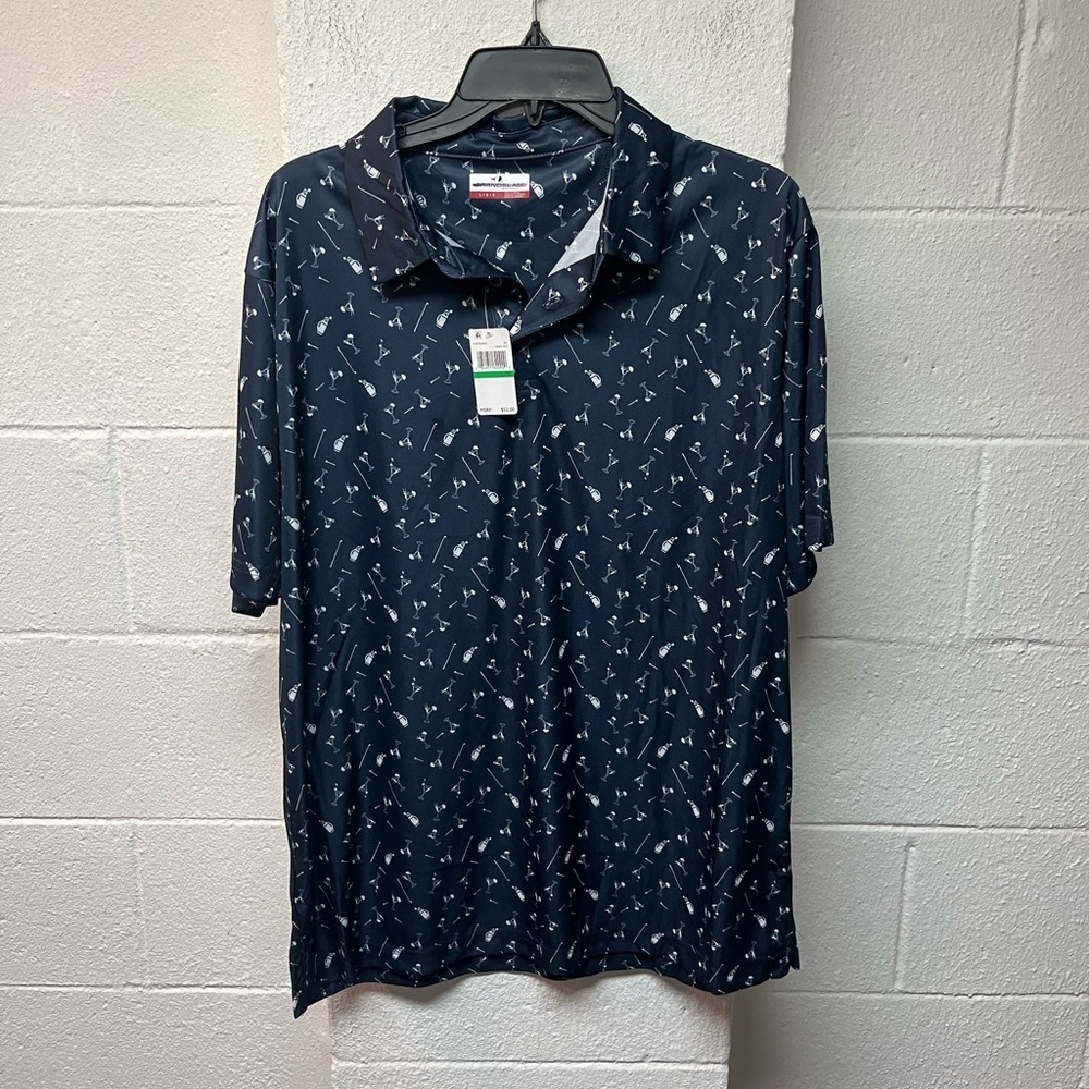 Grand Slam Men's Dark Blue Polo with White Pattern. Large
